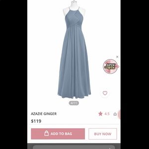 Azazie ginger Bridesmaid/ prom dress- dusty blue